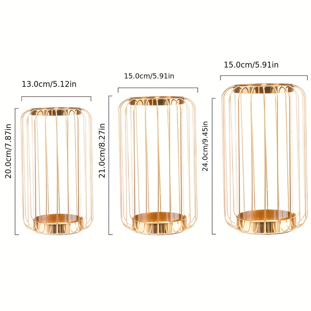 Metal & Glass Vase - Luxury Cylinder Vase for Dining Table & Home Decor