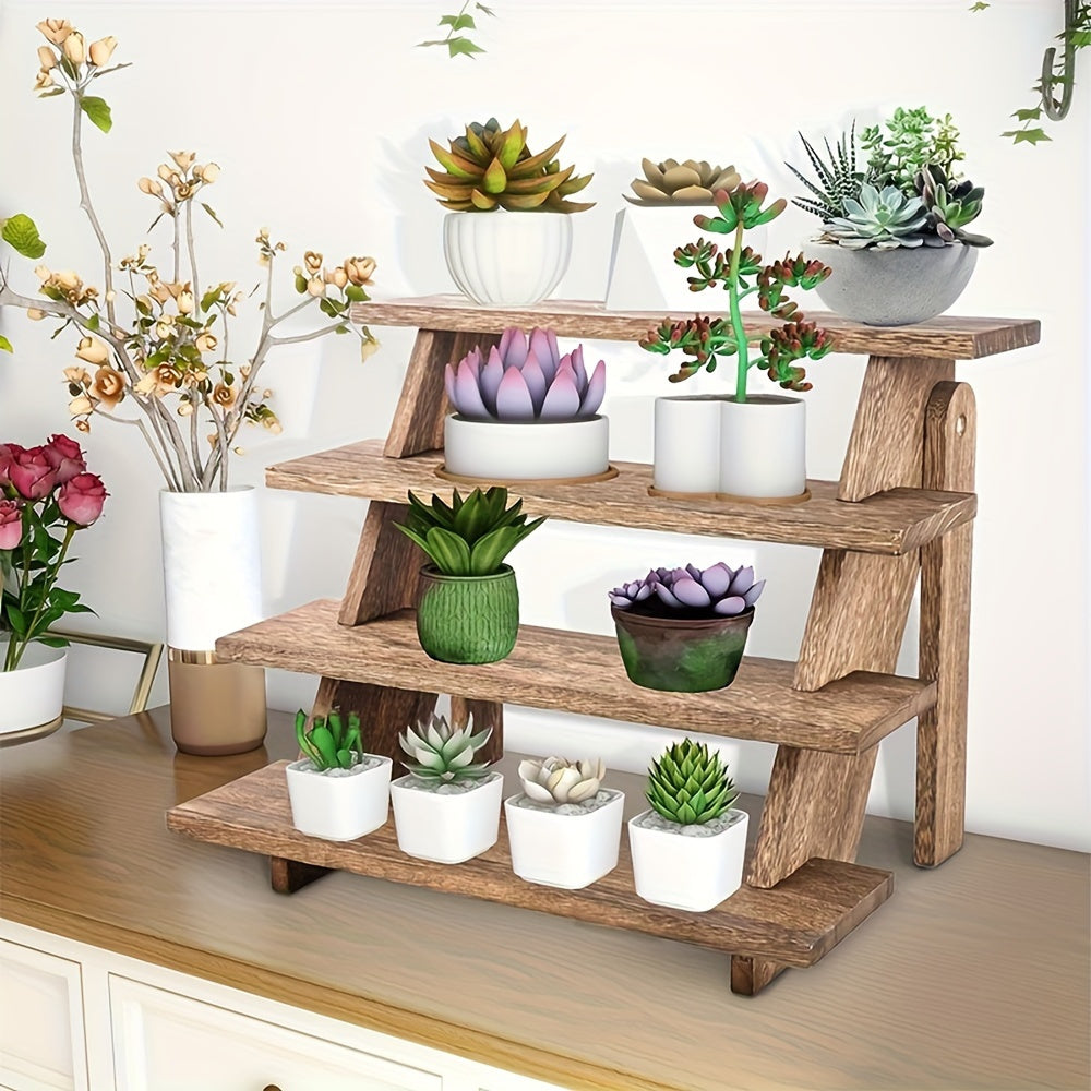 3-Tier Wood Desktop Organizer - Trapezoidal Storage Shelf for Office & Home