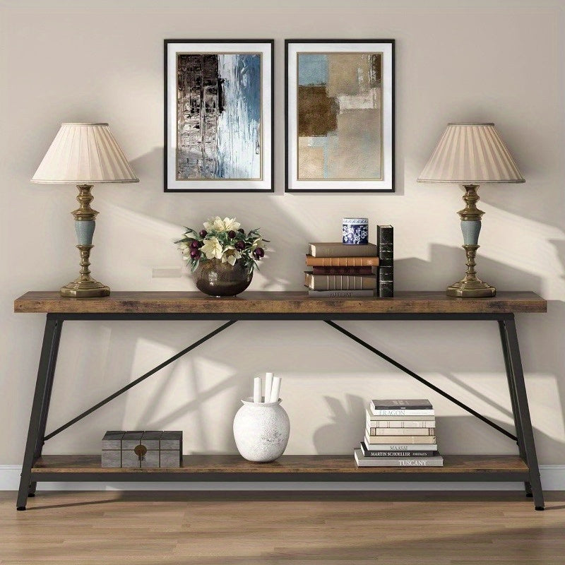 70.9" Extra Long Console Table - Industrial Sofa Table for Entryway & Living Room