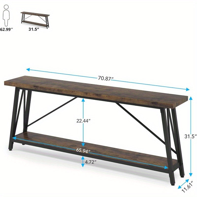 70.9" Extra Long Console Table - Industrial Sofa Table for Entryway & Living Room