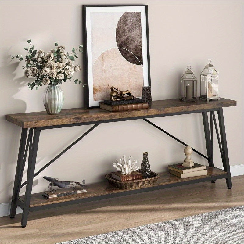 70.9" Extra Long Console Table - Industrial Sofa Table for Entryway & Living Room