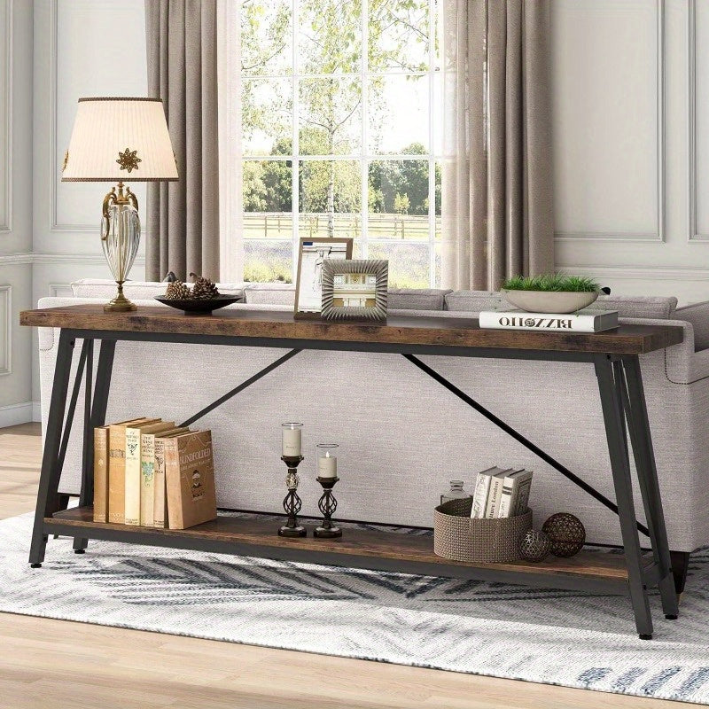 70.9" Extra Long Console Table - Industrial Sofa Table for Entryway & Living Room