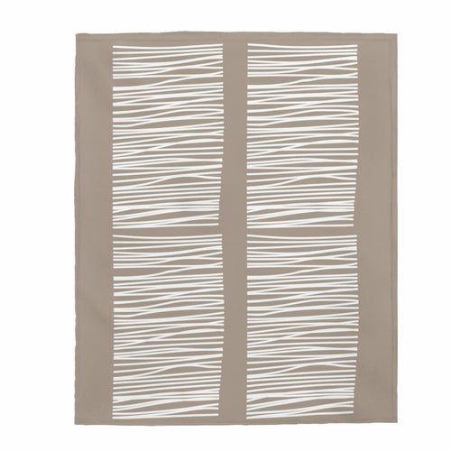 Beige Abstract Lines Plush Velveteen Throw Blanket - Cozy Statement Piece