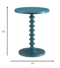 Teal Wood Pedestal End Table - Traditional Round Side Table 17" x 22"