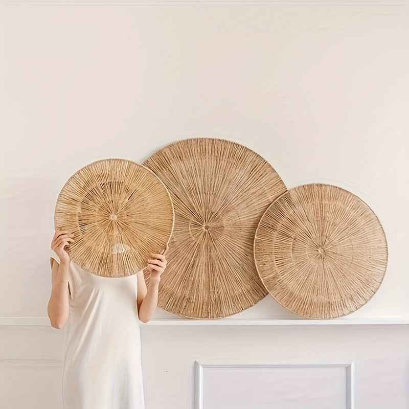 Natural Woven Rattan Wall Hanging - Handcrafted Boho Wall Decor - LUXE Home Collection Co