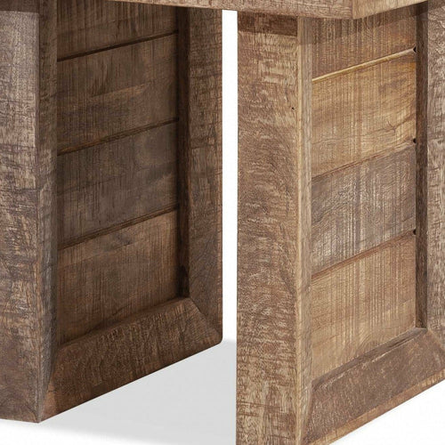 Solid Mango Wood Butcher Block End Table - Contemporary Cube Side Table 19.69"