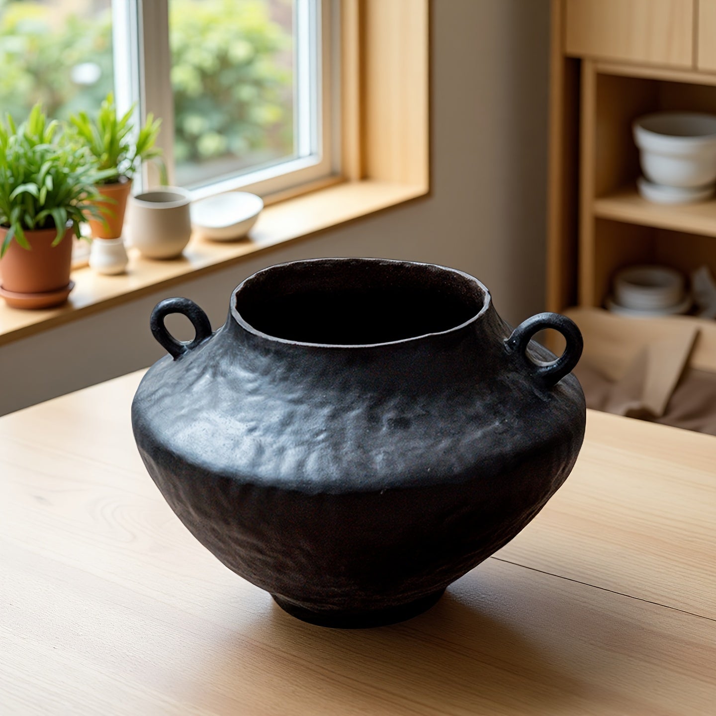 Vintage Ceramic Vase - Minimalist Cylinder Vase for Living Room & Table Décor