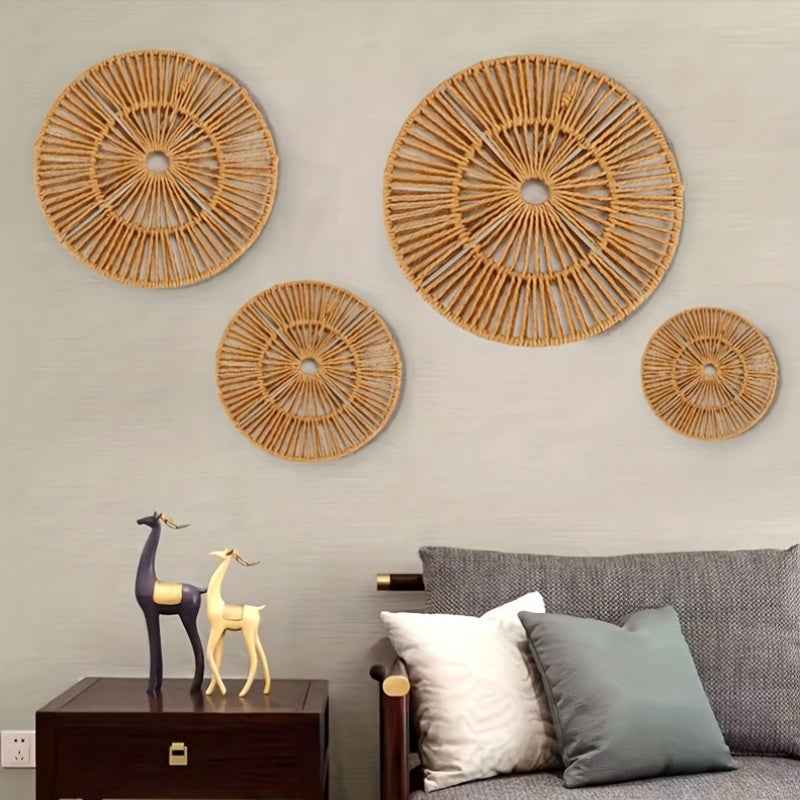 Natural Woven Rattan Wall Hanging - Handcrafted Boho Wall Decor - LUXE Home Collection Co