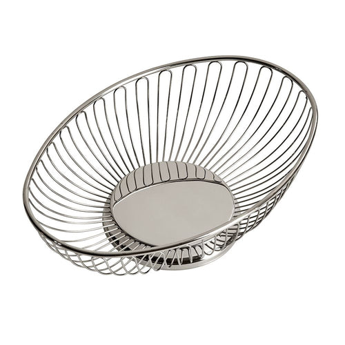 Stainless Steel Wire Bread Basket - Oval 11.75" x 7.25" for Serving & Dining