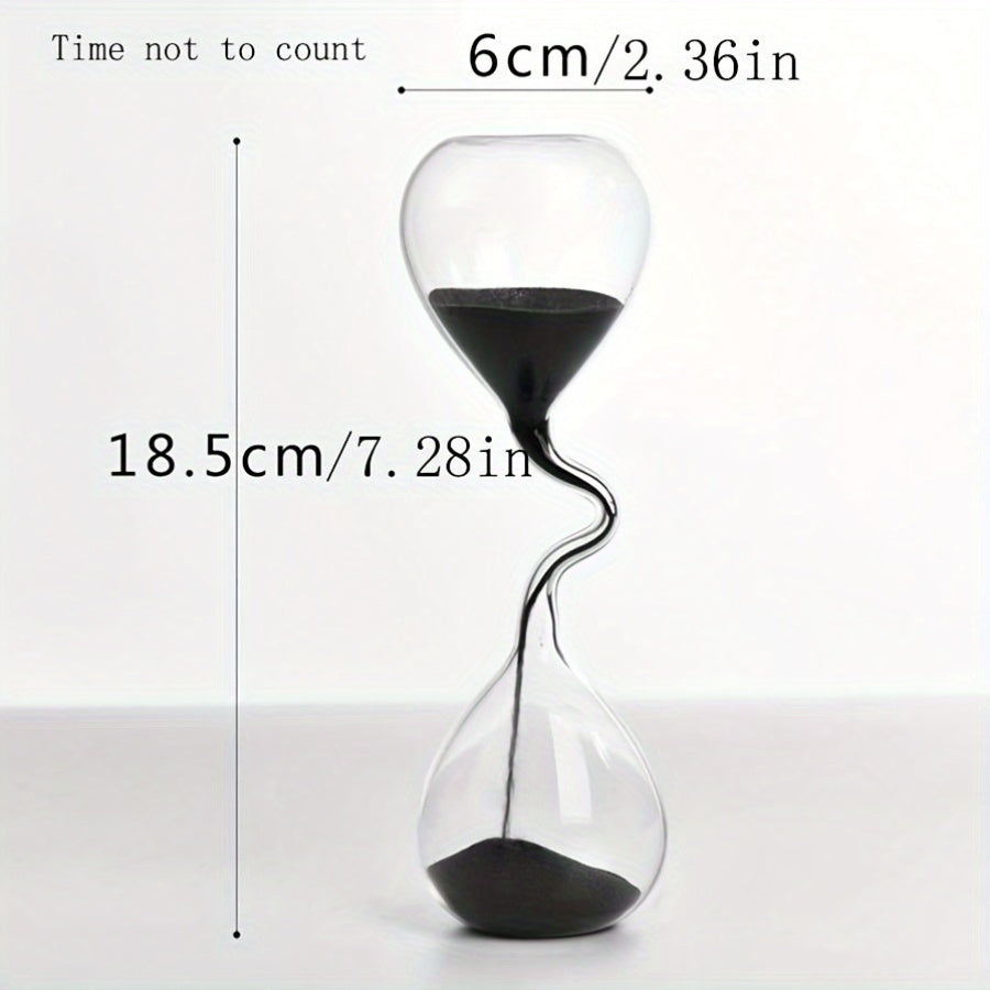 Glass Hourglass - Black Sand Decorative Timepiece for Desk & Home Decor