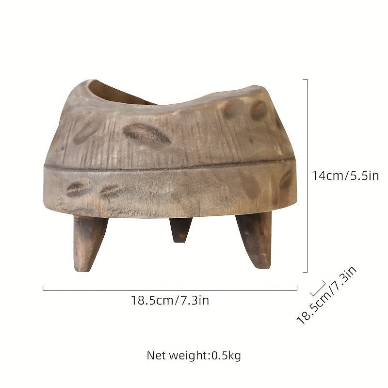 Vintage Wooden Vase - Wabi-Sabi Distressed Wood Vase