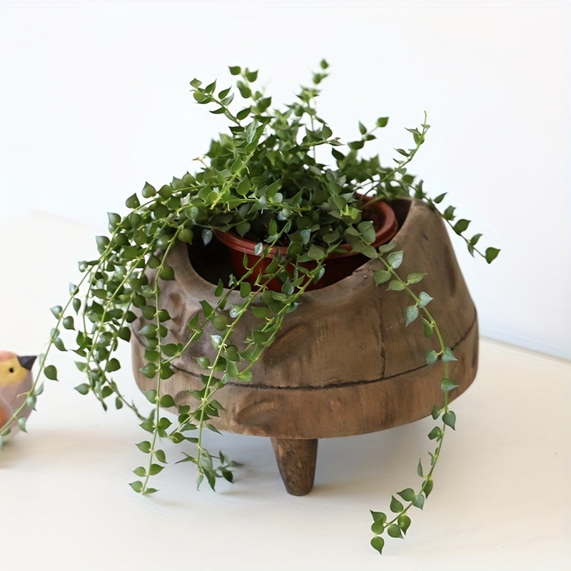 Vintage Wooden Vase - Wabi-Sabi Distressed Wood Vase