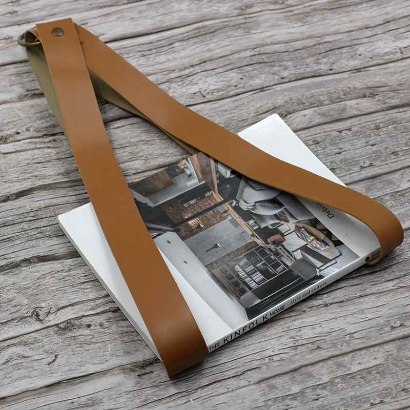 Artisan Leather Magazine Holder - Wall Mounted Storage Organizer - LUXE Home Collection Co