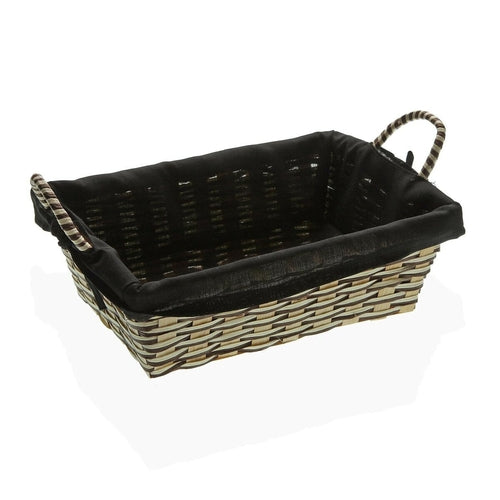 Black Bamboo Bread Basket with Handles | Natural Serving & Storage