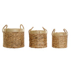 Bamboo Tropical Storage Basket Set of 3 | Natural Rushes 35x35x30cm