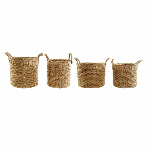 Natural Jute Storage Baskets with Wooden Handles - 4 Piece Set | LUXE Home Collection Co