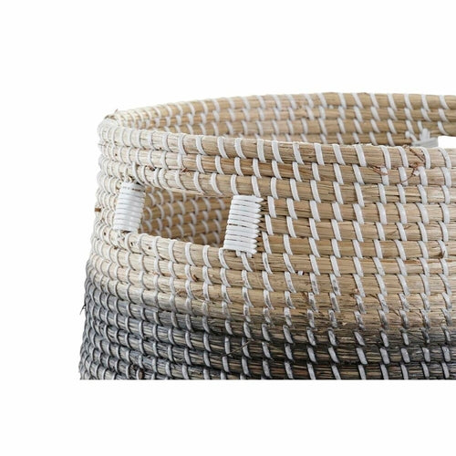 Natural Grey Seagrass Storage Basket Set of 3 | Boho Home Decor 43x43x39cm