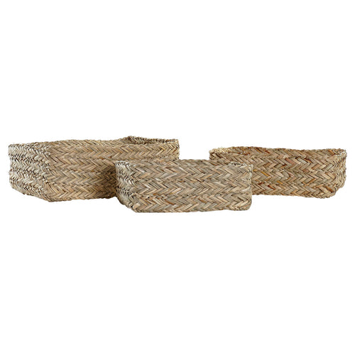 Natural Fiber Storage Basket Set - 3 Piece Woven Organizer Baskets