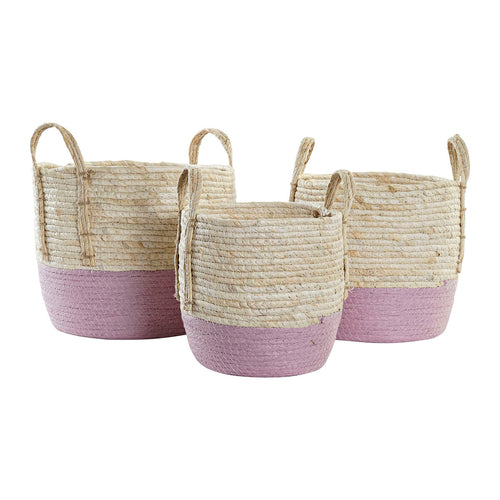 Natural Woven Storage Baskets with Handles Set of 3 | 30x30x26cm Organizer