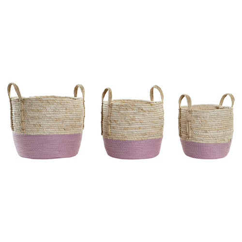 Natural Woven Storage Baskets with Handles Set of 3 | 30x30x26cm Organizer