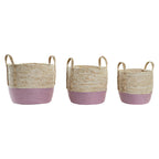 Natural Woven Storage Baskets with Handles Set of 3 | 30x30x26cm Organizer