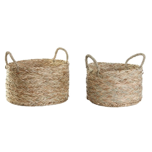 Natural Woven Storage Baskets Set of 2 | 40x40x25cm Organizer Bins Home Decor