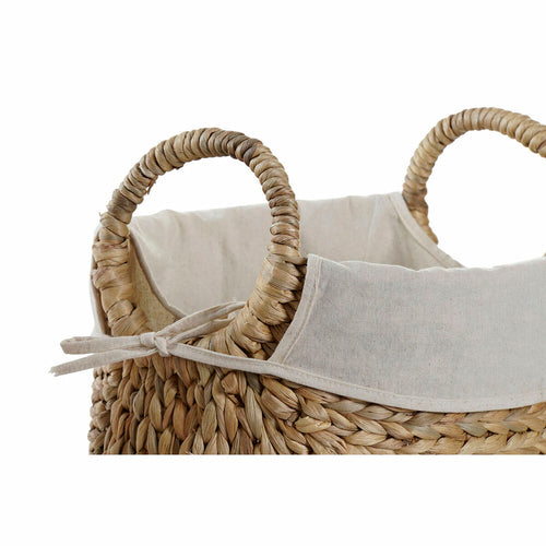 Natural Linen Basket Set of 2 - Cottage Style Storage Organizers for Home Décor