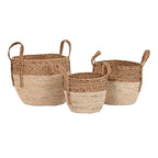 Natural Fiber Basket Set - 3 Piece Round Storage Organizer Baskets