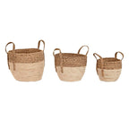 Natural Fiber Basket Set - 3 Piece Round Storage Organizer Baskets