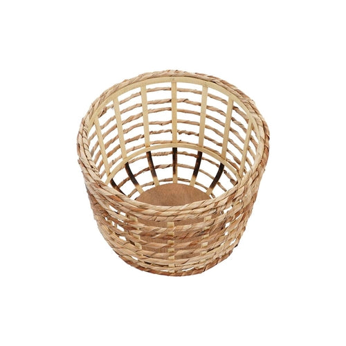 Aluminum & Natural Fiber Basket Set of 3 | Decorative Storage Organizer