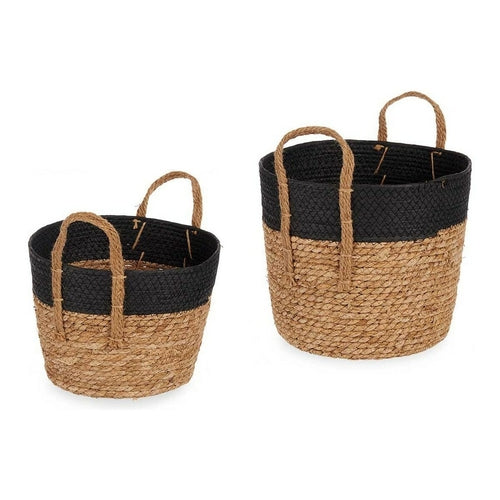 Natural Seagrass Storage Baskets Set of 2 | Marine Algae Woven Organizer 30x25cm