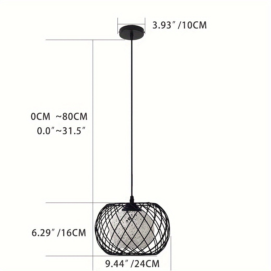 Industrial Pendant Light - Black Metal Ceiling Light with E27 Socket