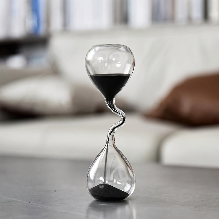 Glass Hourglass - Black Sand Decorative Timepiece for Desk & Home Decor