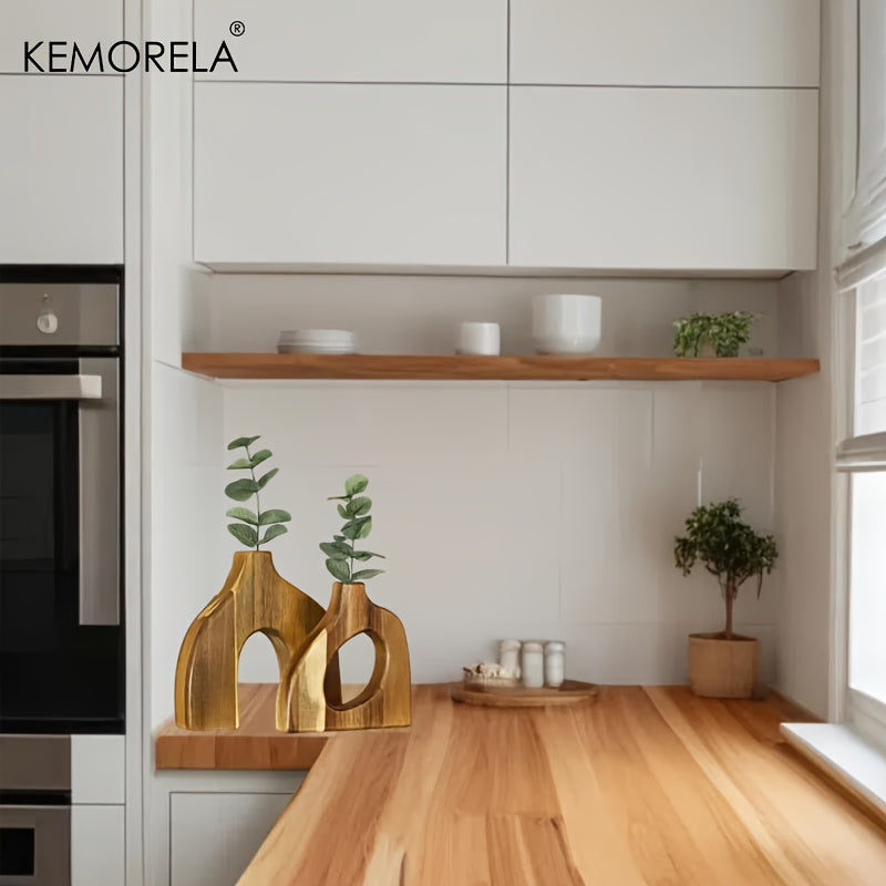 Wooden Vases Set of 2 - Modern Decorative Vases | Creative Home Decor