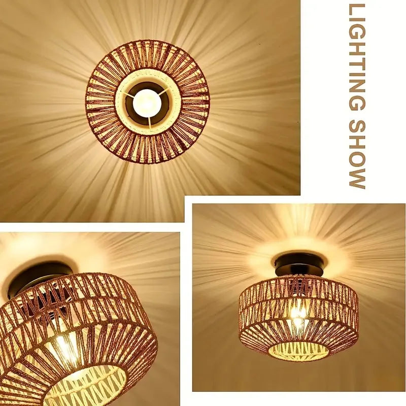 Handmade Rattan Pendant Light | Bamboo Woven Ceiling Chandelier