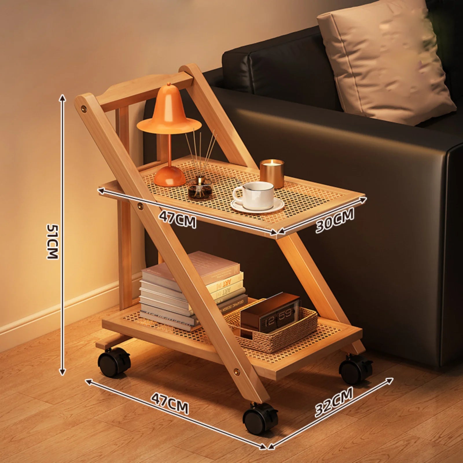 Foldable Bedside Table - Multi-Layer Storage Rack for Bedroom & Living Room