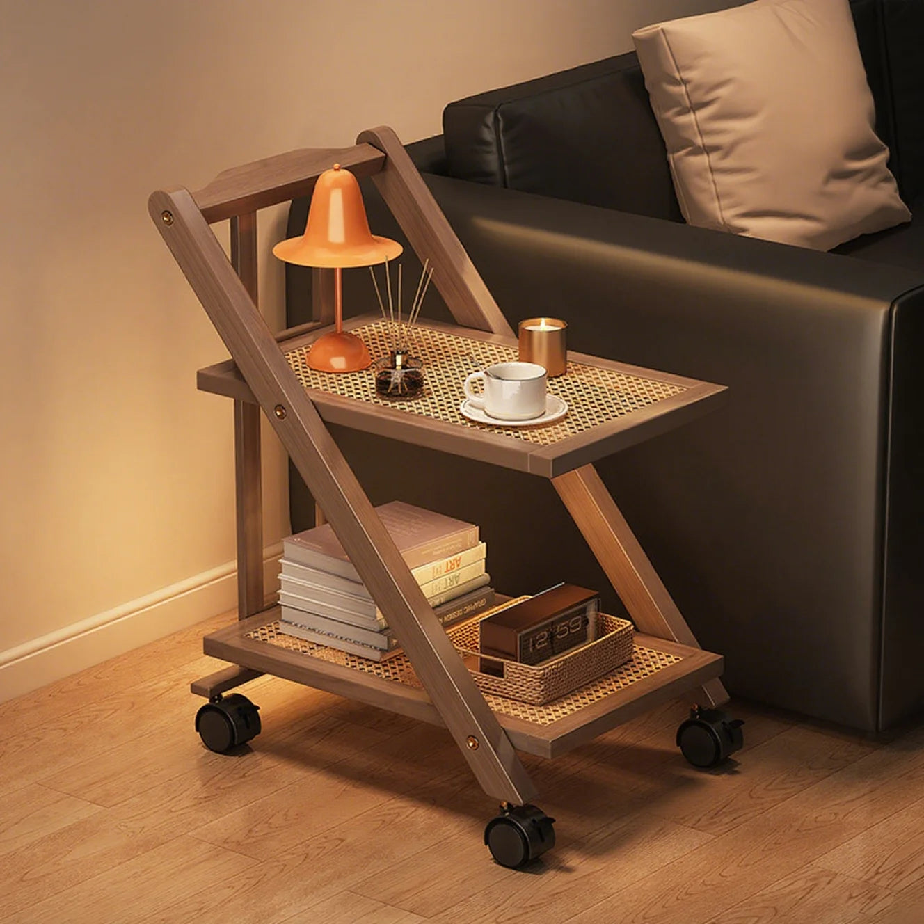 Foldable Bedside Table - Multi-Layer Storage Rack for Bedroom & Living Room