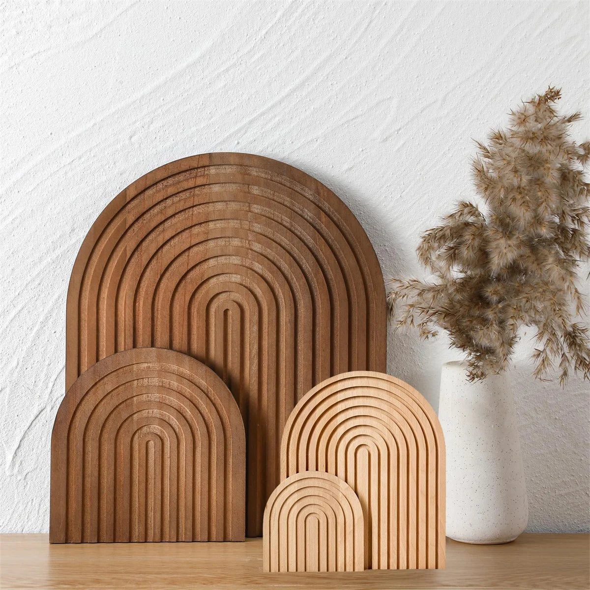 Wooden Wave Cutting Board - Boho Arch Shaped Serving Board