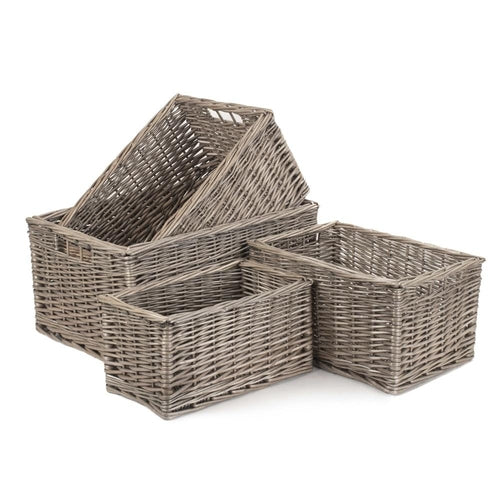 Antique Wash Wicker Storage Basket - Rustic Organizer for Home in Multiple Sizes