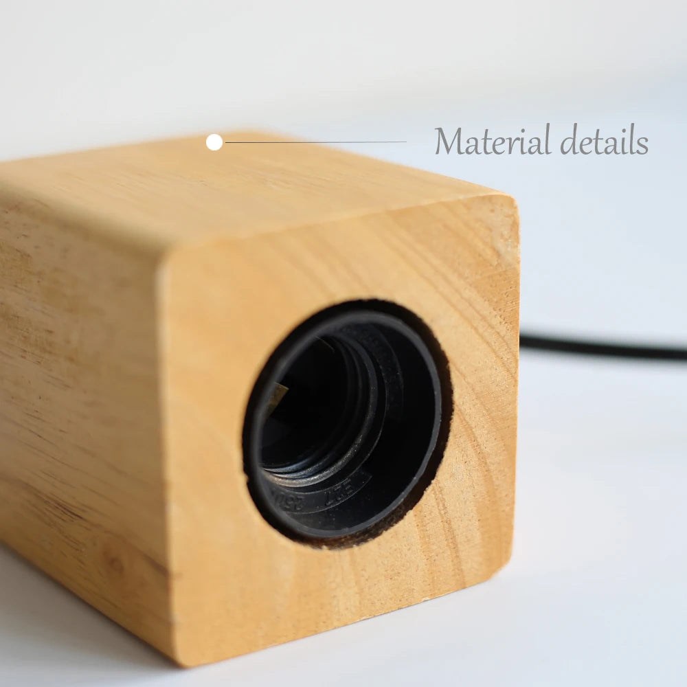 Wood Table Lamp Base - Modern E27 Bedside Lamp for Bedroom Decor