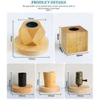 Wood Table Lamp Base - Modern E27 Bedside Lamp for Bedroom Decor