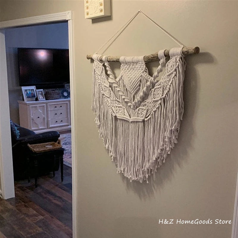 Macrame Wall Hanging - Boho Woven Tapestry for Coastal & Minimalist Home Decor