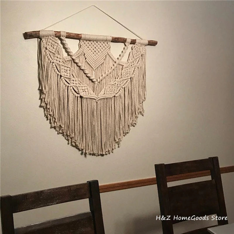 Macrame Wall Hanging - Boho Woven Tapestry for Coastal & Minimalist Home Decor