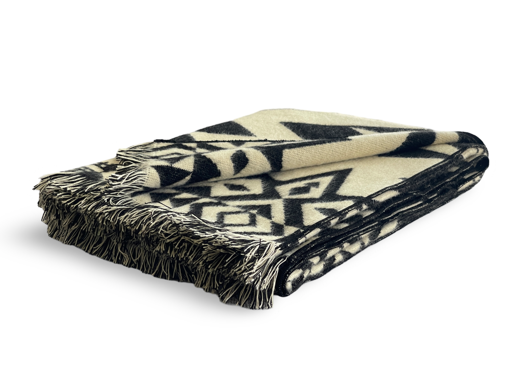 Awa Throw Blanket - Premium Woven Natural & Black Textile - LUXE Home Collection Co