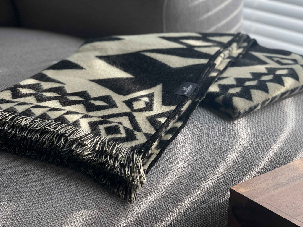 Awa Throw Blanket - Premium Woven Natural & Black Textile - LUXE Home Collection Co