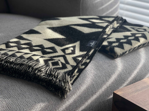 Awa Throw Blanket - Premium Woven Natural & Black Textile - LUXE Home Collection Co