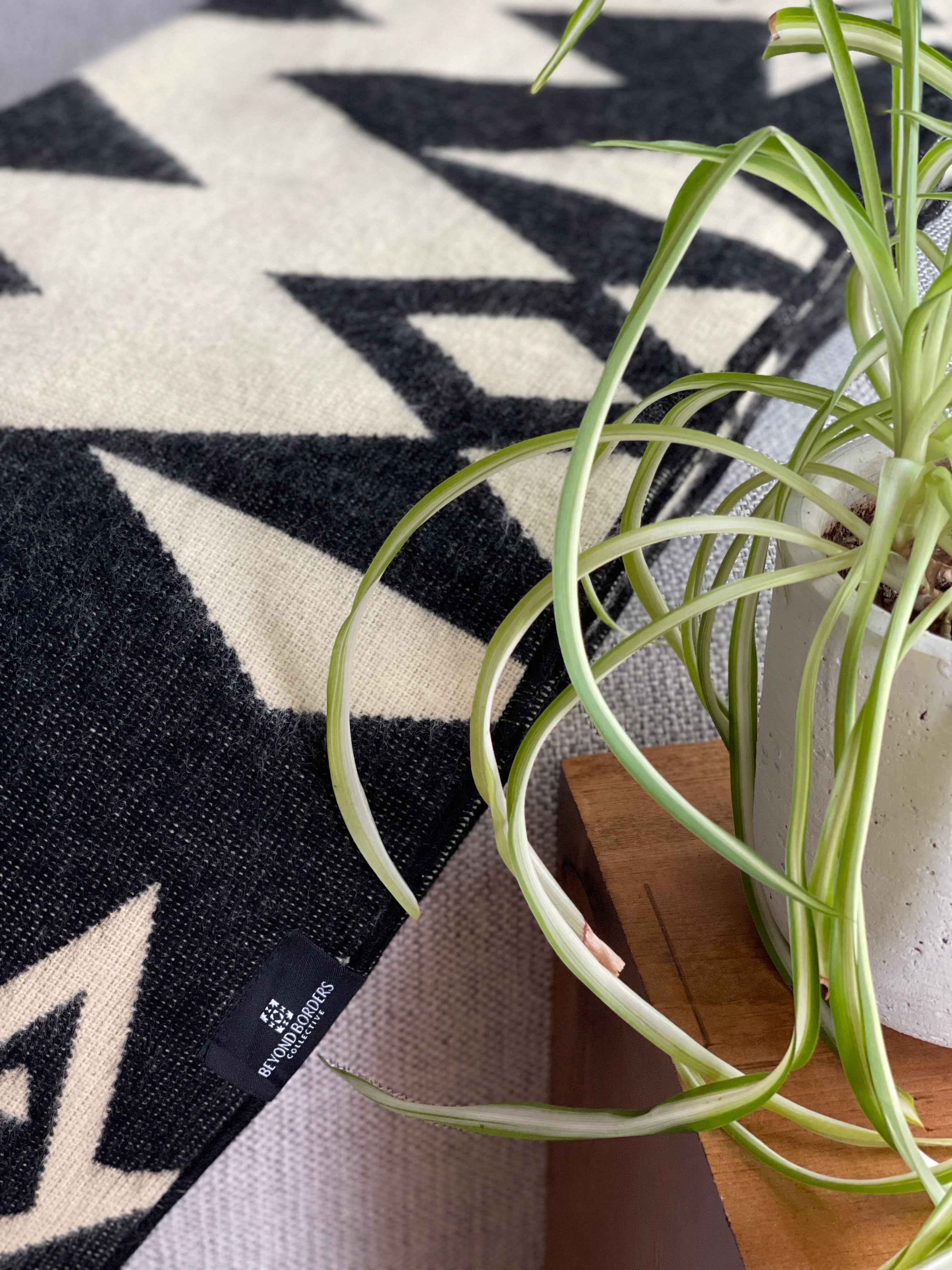 Awa Throw Blanket - Premium Woven Natural & Black Textile - LUXE Home Collection Co