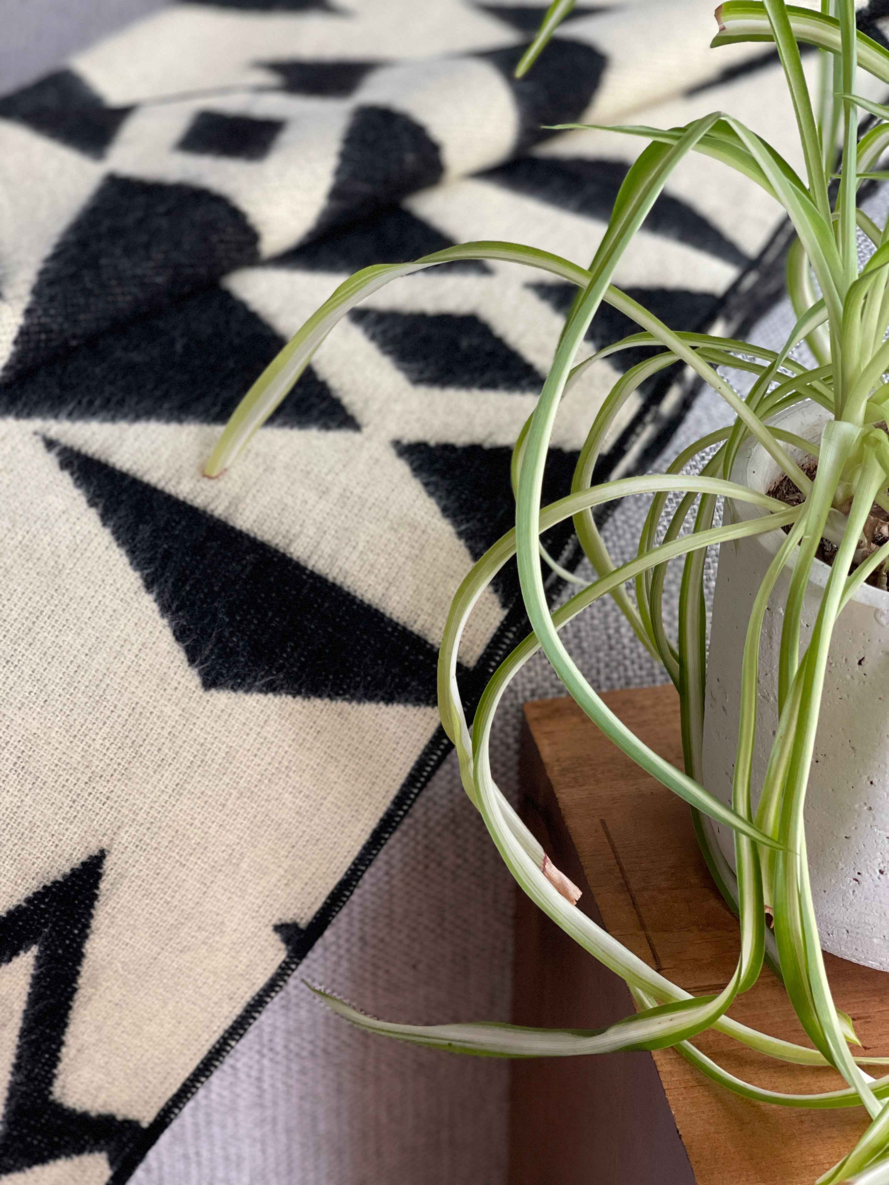 Awa Throw Blanket - Premium Woven Natural & Black Textile - LUXE Home Collection Co