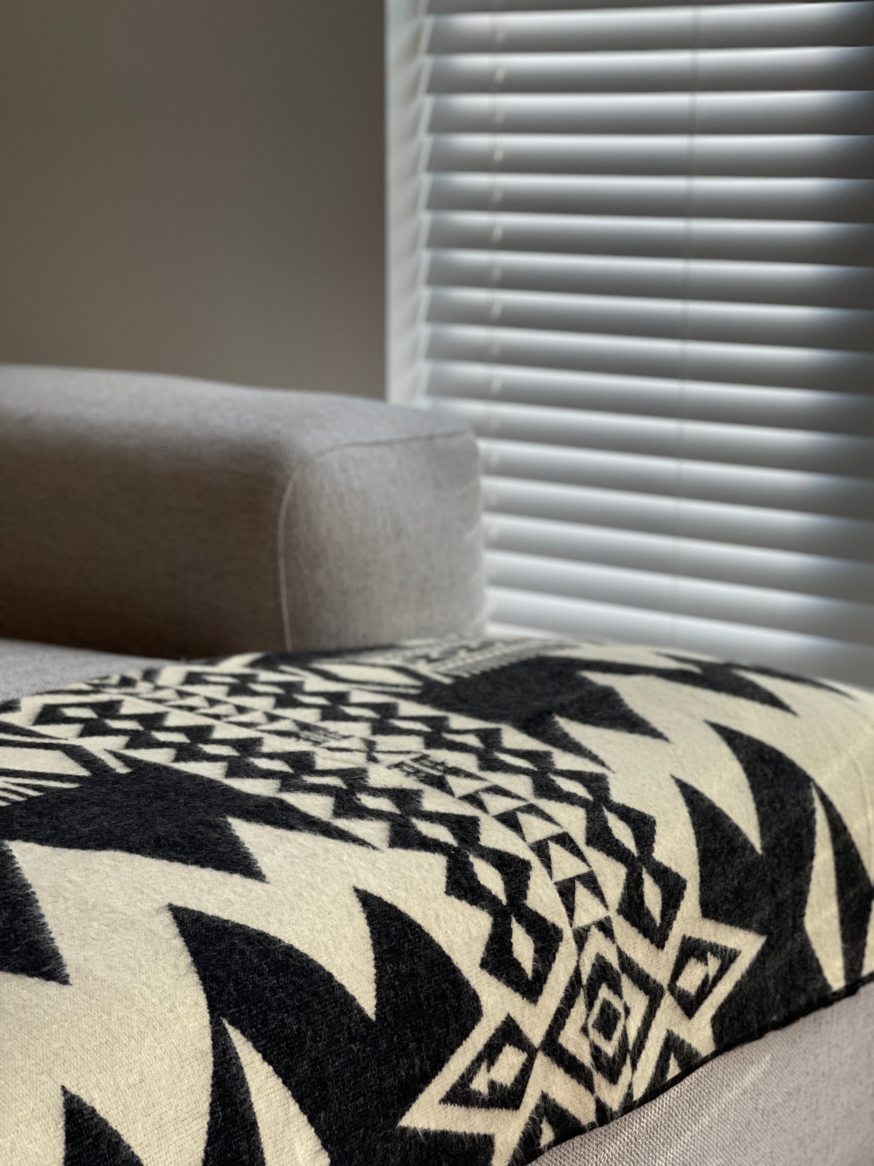 Awa Throw Blanket - Premium Woven Natural & Black Textile - LUXE Home Collection Co