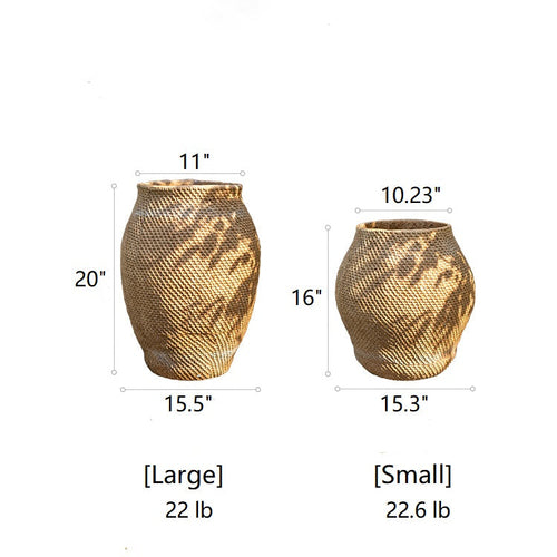 Large Cement Planter Pot with Basket Weave Design | Outdoor Garden 45x45x45cm